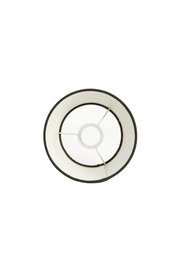 Runder Lampenschirm von oben betrachtet, mit weißem Innenfutter und schwarzem Rand.