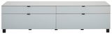 Modernes TV-Lowboard in Weiß mit vier Schubladen, frontale Ansicht