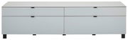 Modernes TV-Lowboard in Weiß mit vier Schubladen, frontale Ansicht