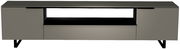 Frontansicht eines modernen XL TV-Lowboards der Serie BORMIO mit zwei Türen und einem offenen Fach in der Mitte, in elegantem Design.