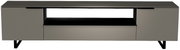 Frontansicht eines modernen XL TV-Lowboards der Serie BORMIO mit zwei Türen und einem offenen Fach in der Mitte, in elegantem Design.