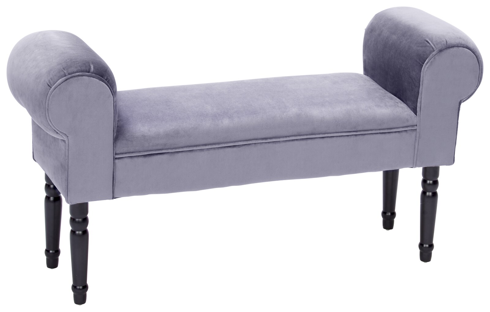 XORA Sitzbank LORE Graue Sitzbank mit gepolsterten Armlehnen und schwarzen Beinen, seitliche Perspektive