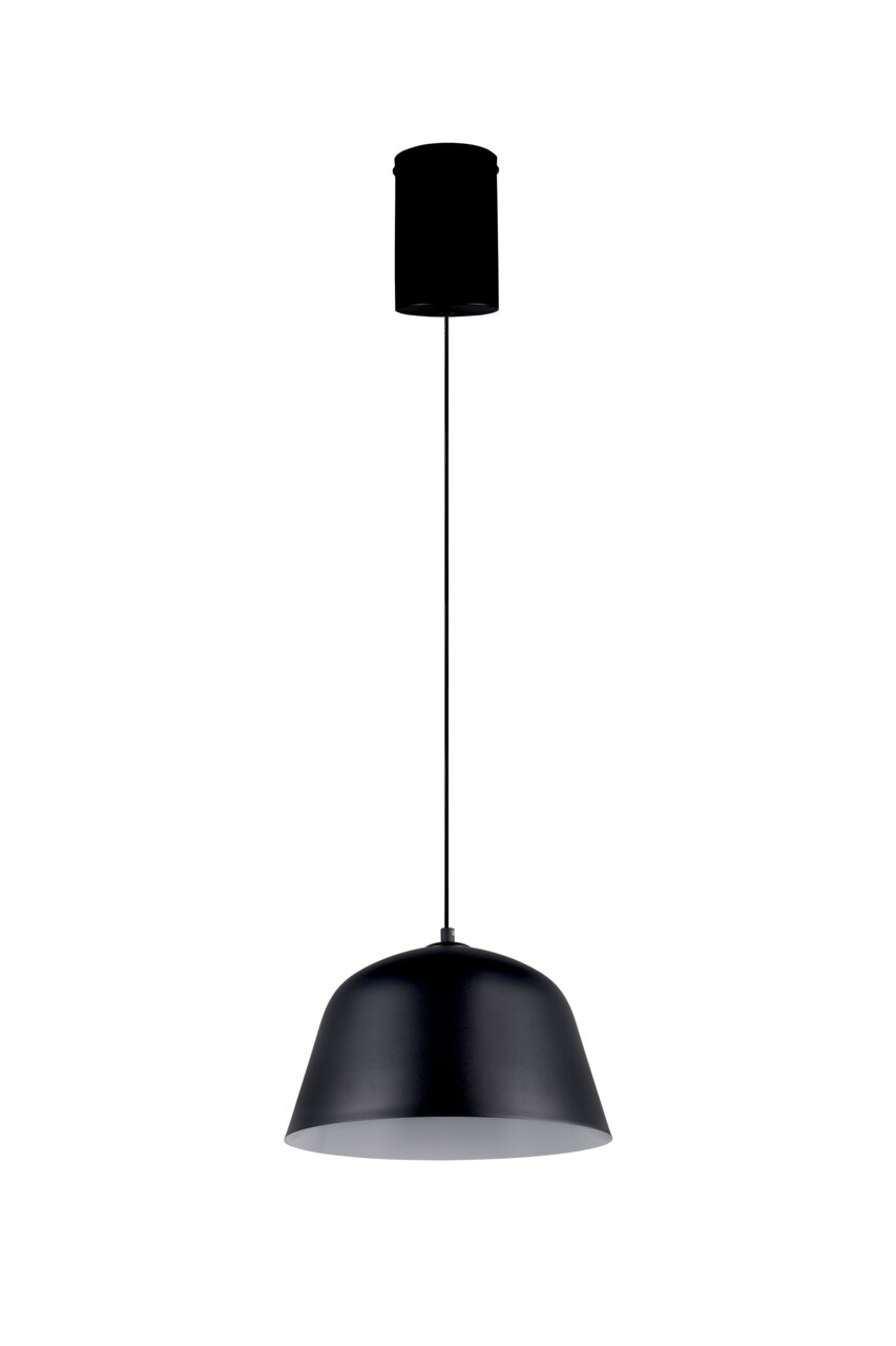 Moderne zwarte hanglamp met een strak ontwerp, zijaanzicht