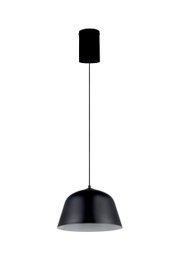 Moderne zwarte hanglamp met een strak ontwerp, zijaanzicht