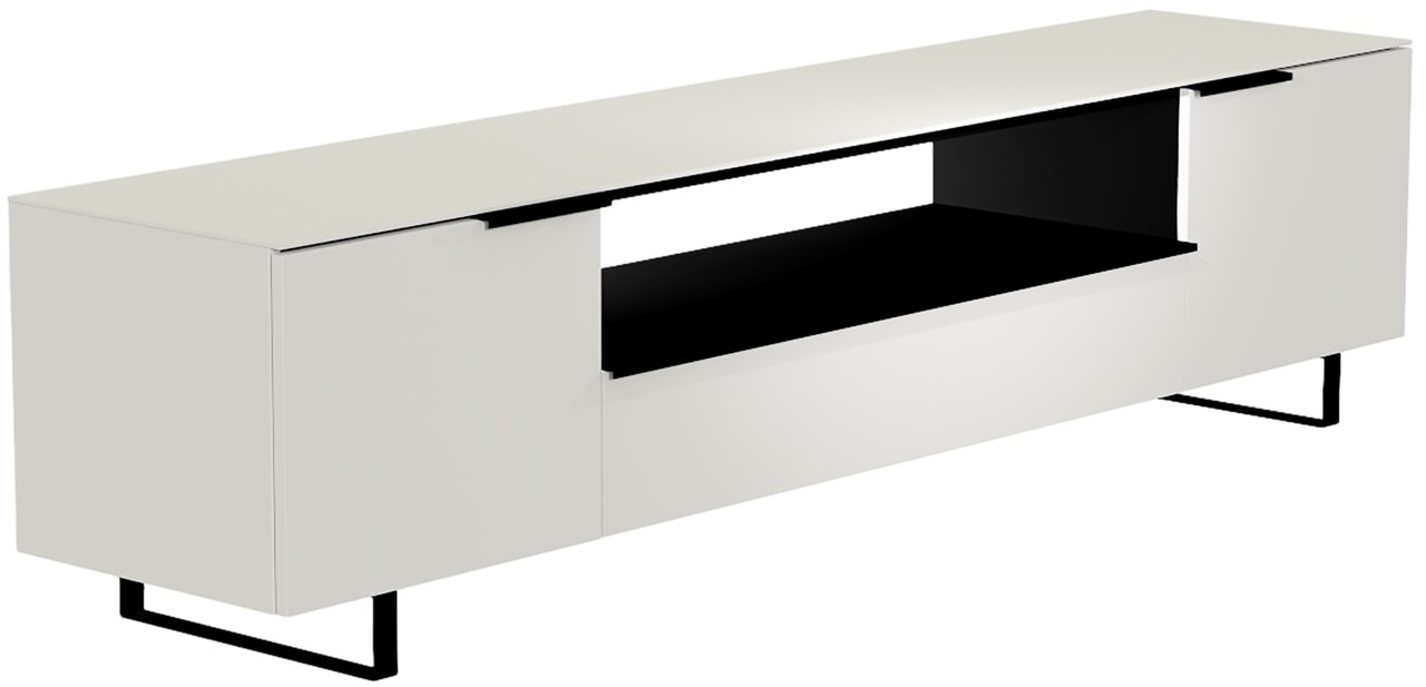 Moderano XL tv-lowboard BORMIO Wit XL tv-lowboard met zwart open vak, zijaanzicht