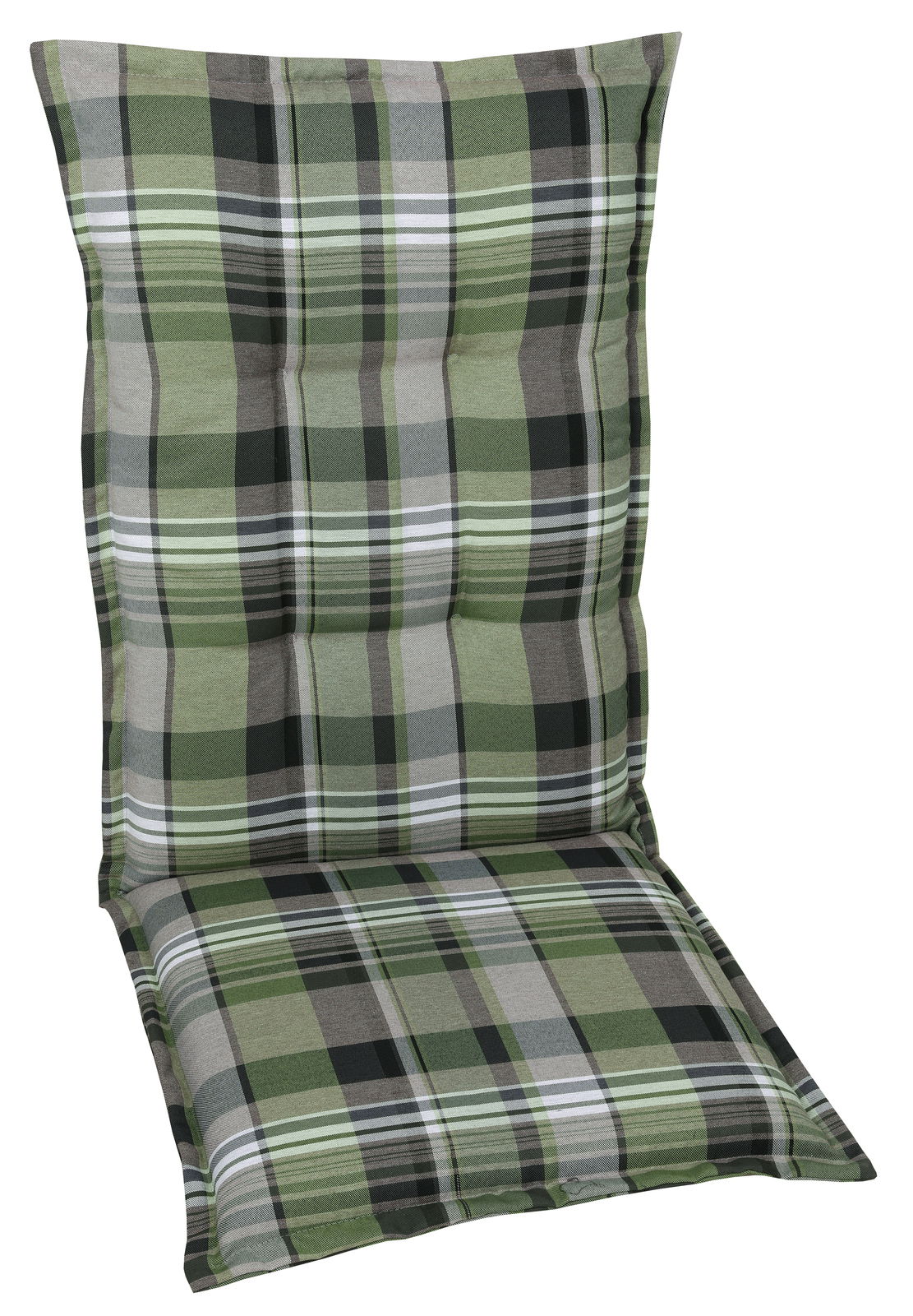 Grün karierte Sesselauflage in Vorderansicht