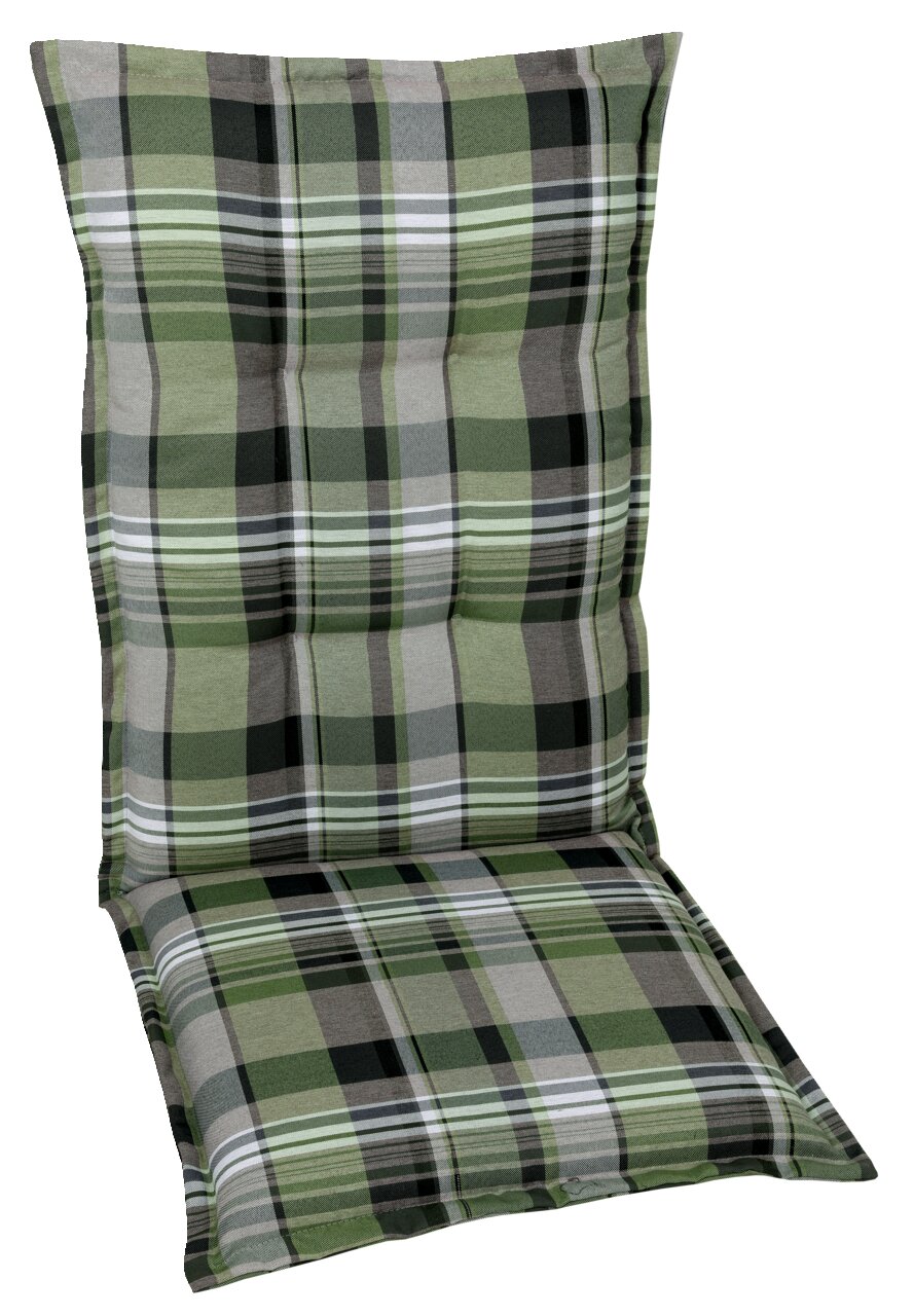 Grün karierte Sesselauflage in Vorderansicht