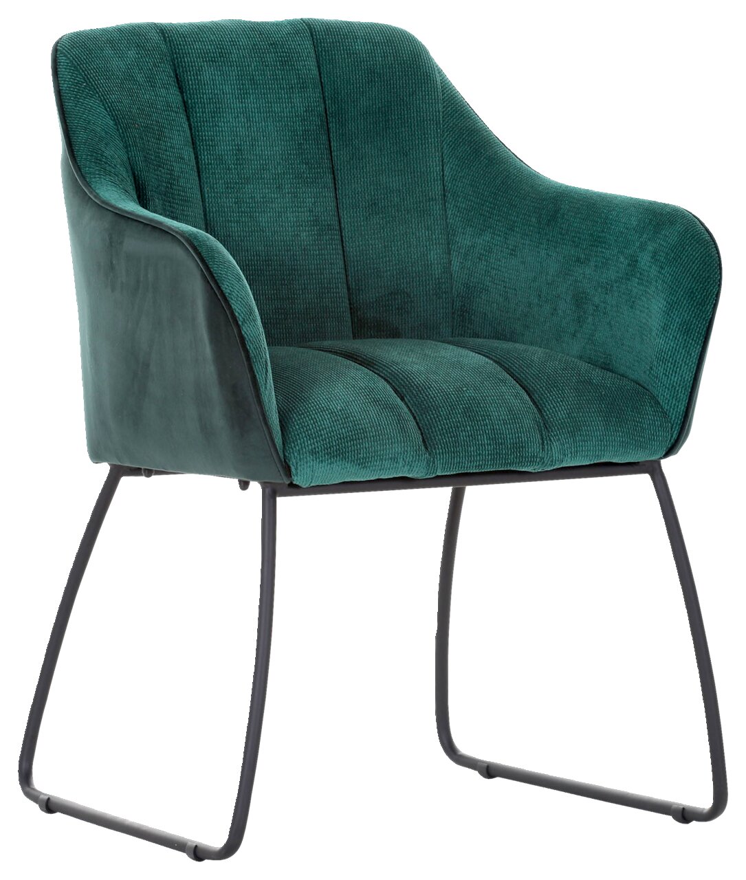 Novel Fauteuil LAILA Grüner Armlehnstuhl mit modernem Design, seitliche Perspektive