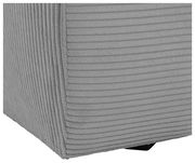 Nahaufnahme einer Ecke eines Big-Sofas mit grauem, geripptem Stoffbezug.