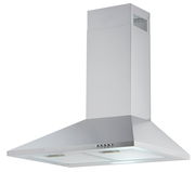 Silberne Dunstabzugshaube in Frontalansicht