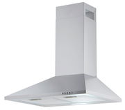 Silberne Dunstabzugshaube in Frontalansicht