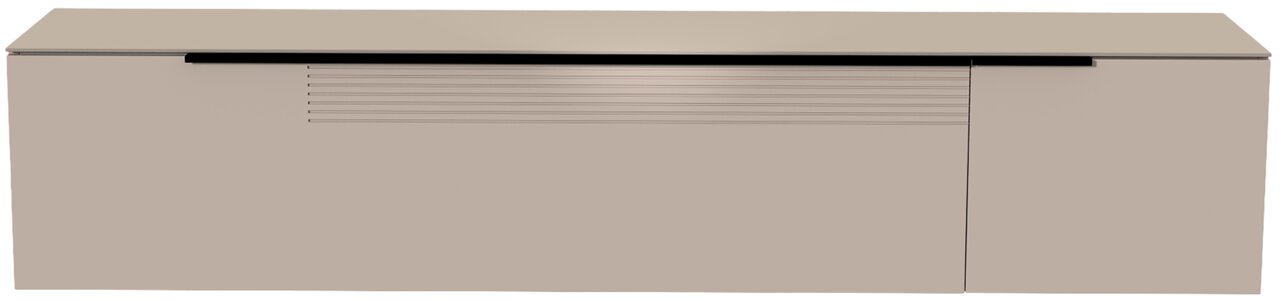 Frontansicht eines XL Hänge-Lowboards in modernem Design mit glatter Oberfläche und dezenten Linienakzenten.