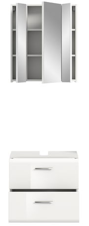 Badezimmerschrank-Kombination mit Spiegelschrank und Unterschrank, Frontalansicht