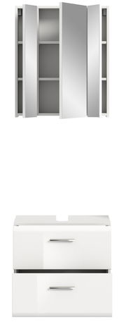 Badezimmerschrank-Kombination mit Spiegelschrank und Unterschrank, Frontalansicht