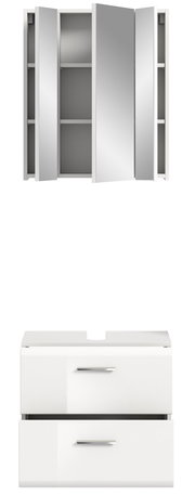 Badezimmerschrank-Kombination mit Spiegelschrank und Unterschrank, Frontalansicht
