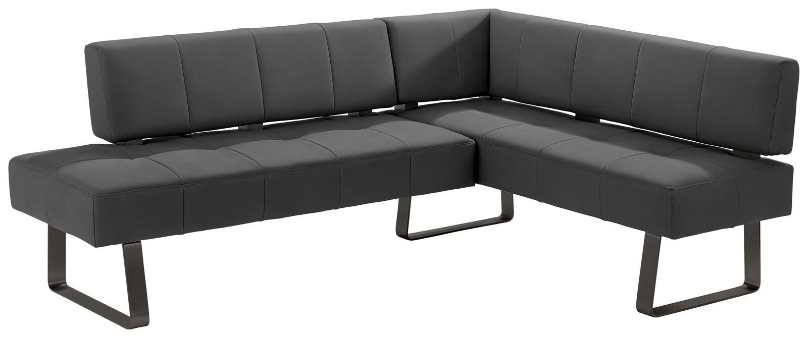 Moderano Eckbank LUPO II Moderne Eckbank in dunklem Grau mit Metallbeinen, seitliche Perspektive