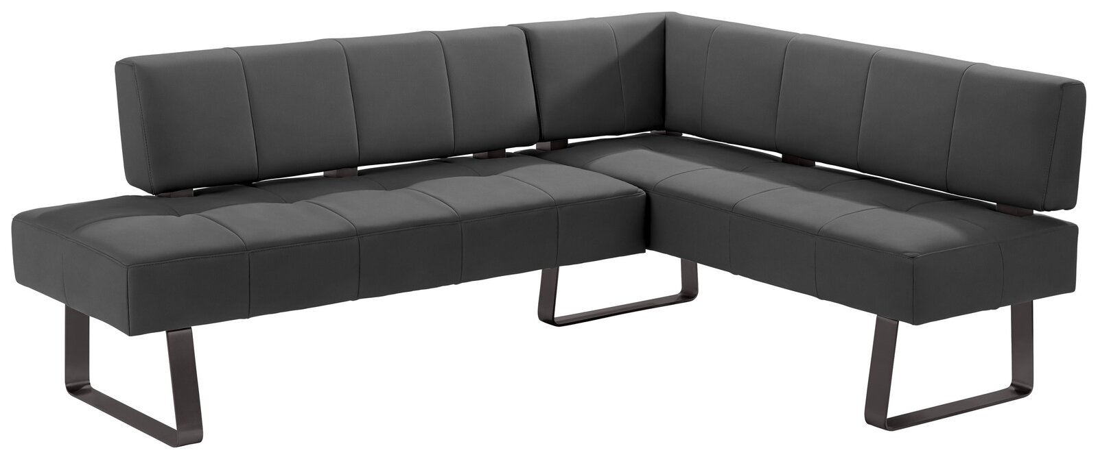 Moderano Eckbank LUPO II Moderne Eckbank in dunklem Grau mit Metallbeinen, seitliche Perspektive