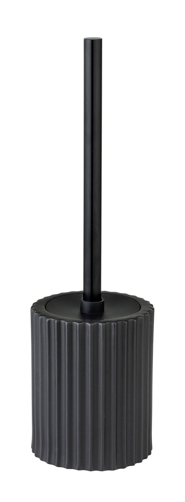Keramik WC-Garnitur Soliera in Schwarz mit geriffeltem Design, seitliche Perspektive