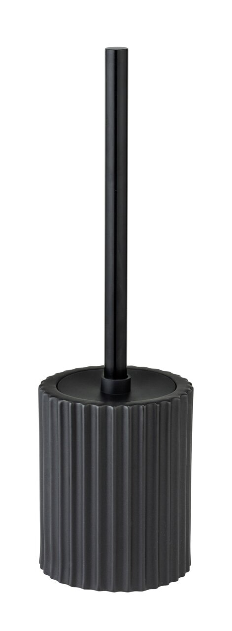 Schöner Wohnen WC-Garnitur SOLIERA Keramik WC-Garnitur Soliera in Schwarz mit geriffeltem Design, seitliche Perspektive
