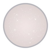 Runde, hellbeige Fläche mit glitzernden Sternpunkten und grauem Rand, Draufsicht auf das Produkt