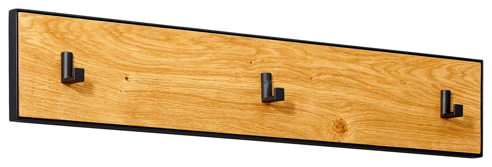 Linea Natura Hakenleiste KELIO MAX Hakenleiste aus Holz mit drei schwarzen Haken, seitliche Perspektive