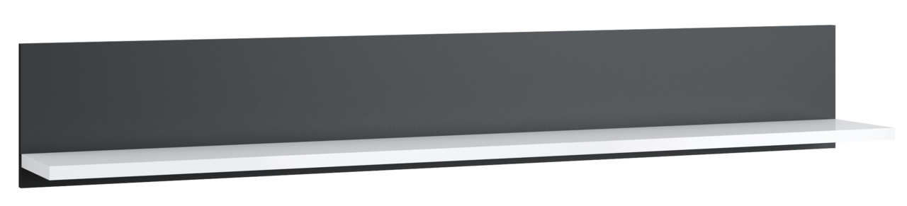 Z2 Wandboard Campania Modernes Wandboard in dunklem Grau mit weißem Regalbrett, seitliche Perspektive