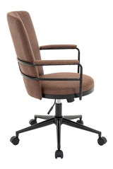 Brauner Drehstuhl mit Armlehnen, Seitenansicht