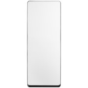 Transparentes Displayschutzglas/Schutzfolie für Smartphone-Display mit schwarzem Rand, Produktaufnahme von vorne (Frontalansicht) auf weißem Hintergrund