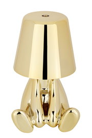 Goldene Akku-Tischleuchte in Form eines stilisierten Hasen, Vorderansicht