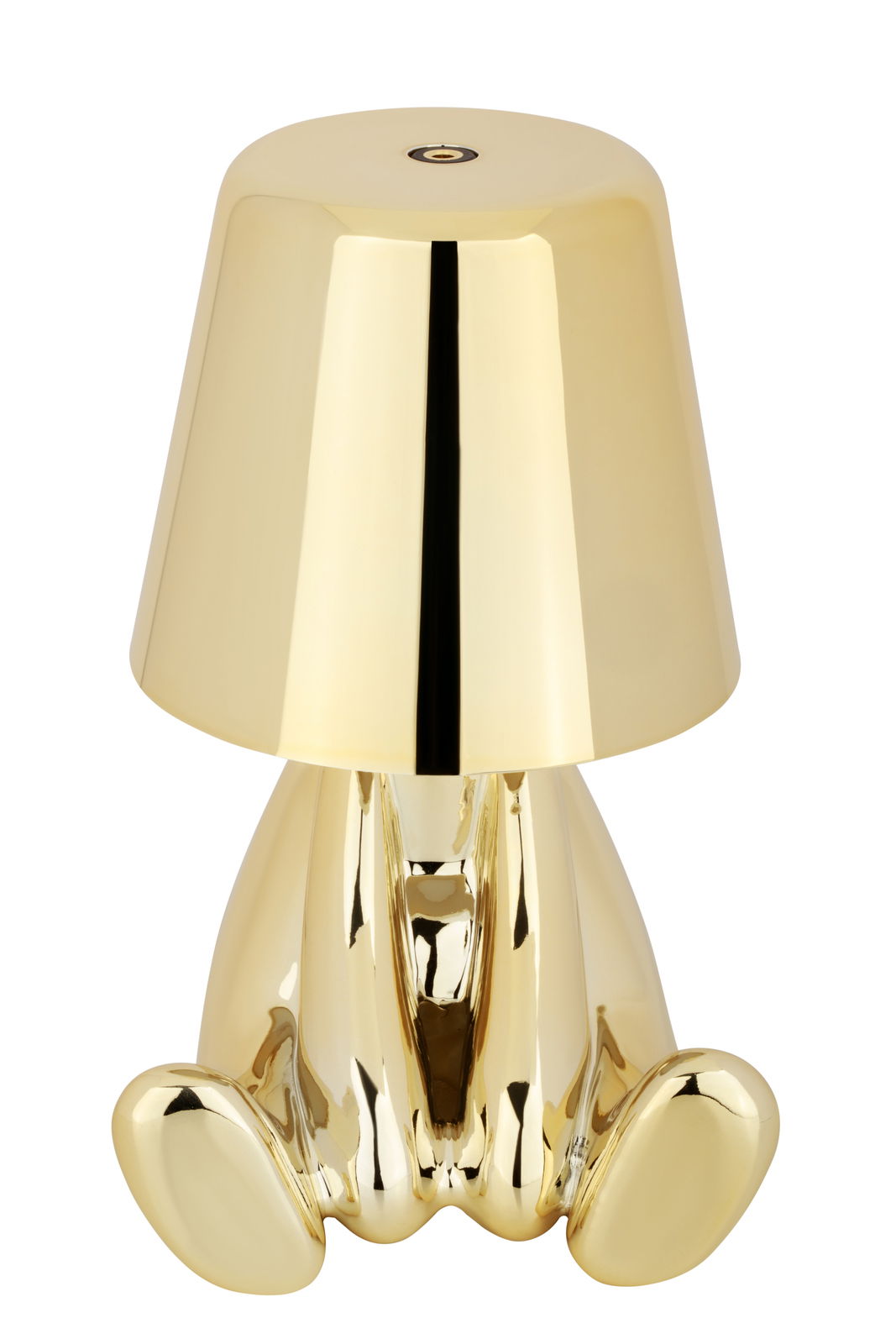 Goldene Akku-Tischleuchte in Form eines stilisierten Hasen, Vorderansicht