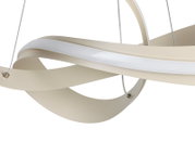 Moderne LED-hanglamp met een gebogen vormgeving, zijaanzicht