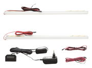 LED-Rückwandbeleuchtung mit Kabeln und Netzteil, seitliche Perspektive