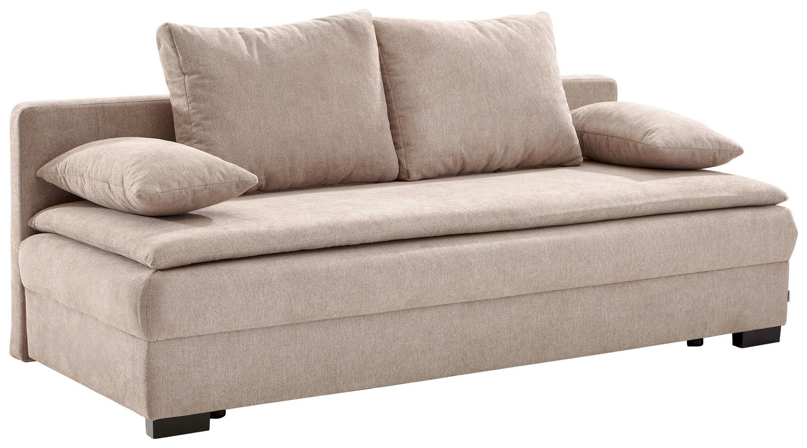 Z2 Schlafsofa SANTO Beiges Funktionssofa mit zwei großen Rückenkissen und zwei Armlehnenkissen, seitliche Perspektive