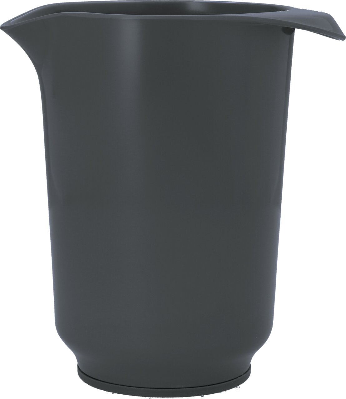 Grauer Rührbecher 1L aus Kunststoff, seitliche Perspektive