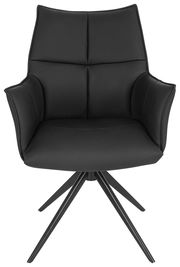 Schwarzer Armlehnstuhl mit modernem Design, Vorderansicht