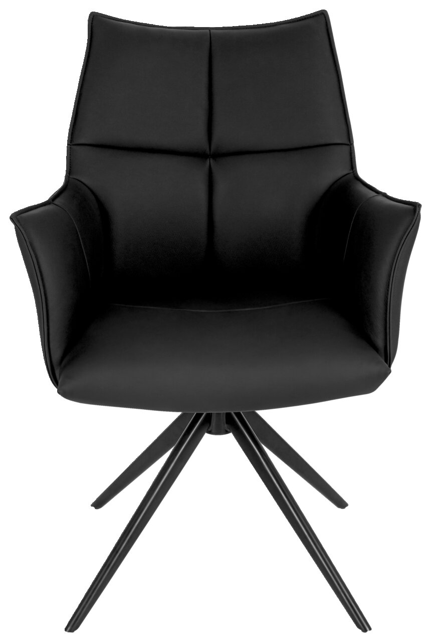 Schwarzer Armlehnstuhl mit modernem Design, Vorderansicht