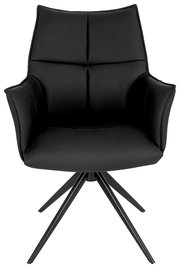 Schwarzer Armlehnstuhl mit modernem Design, Vorderansicht