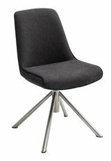 Moderner schwarzer Stuhl mit Metallbeinen, seitliche Perspektive