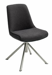 Moderner schwarzer Stuhl mit Metallbeinen, seitliche Perspektive