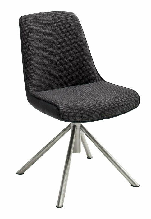 Moderner schwarzer Stuhl mit Metallbeinen, seitliche Perspektive