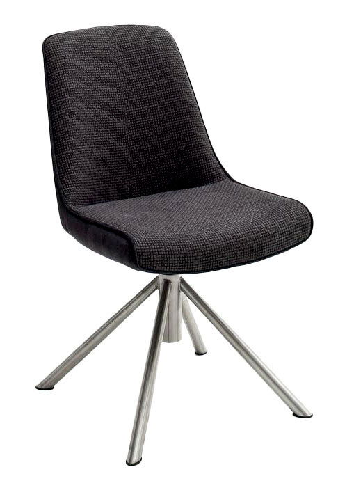 Novel Stuhl RIALTO Moderner schwarzer Stuhl mit Metallbeinen, seitliche Perspektive