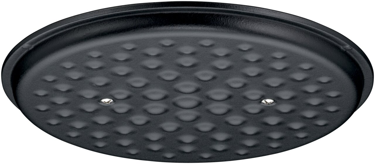 Unteransicht eines schwarzen WMF Flavour Bräters mit Noppenstruktur auf dem Deckel.
