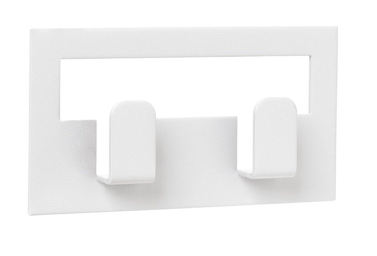 Weißer Handtuchhaken VINDO mit zwei Haken, frontal abgebildet