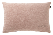 Beige Zierkissenhülle mit strukturierter Oberfläche und JOOP! Logo, Frontalansicht