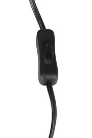 Nahaufnahme eines schwarzen Kabelschalters für eine Tischleuchte