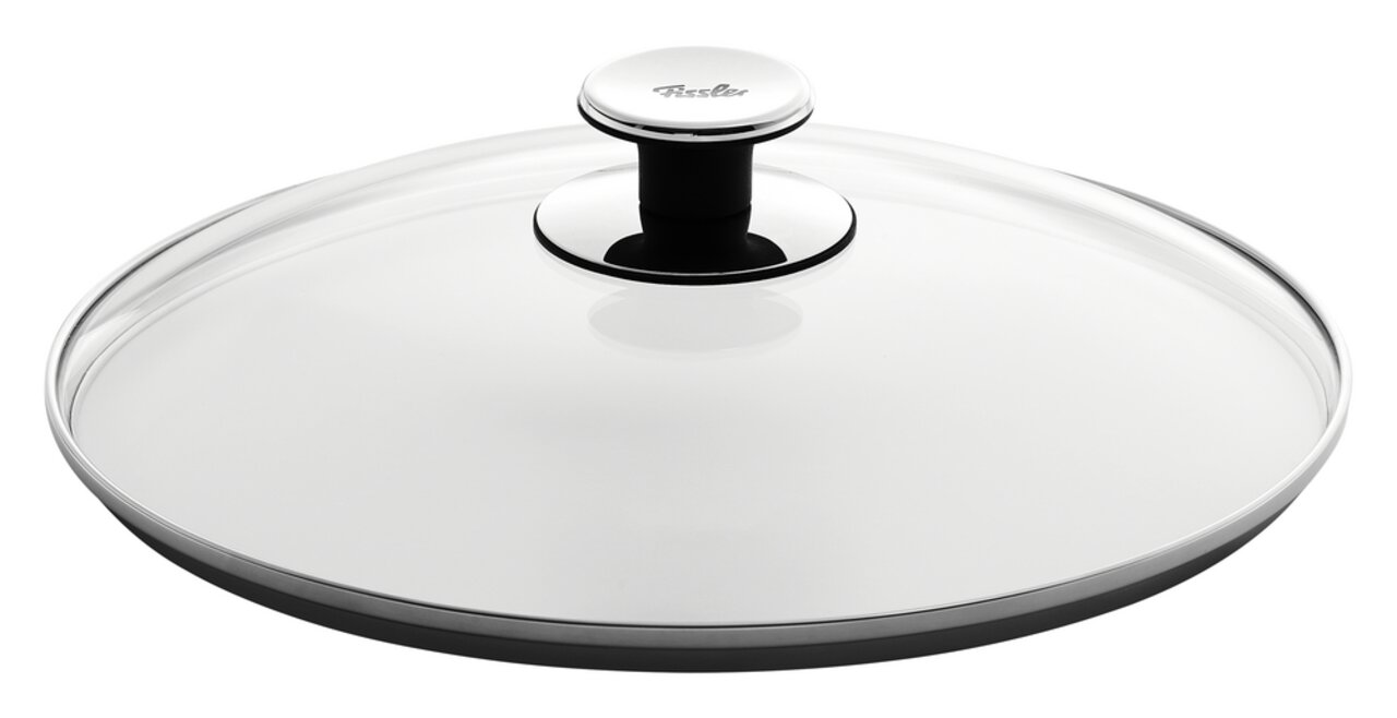 Fissler Glasdeckel 28cm Glasdeckel 28cm mit Edelstahlrand und Griff, seitliche Perspektive