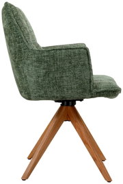 Moderner grüner Sessel mit Holzbeinen, Seitenansicht