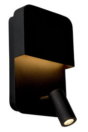 Schwarze Wand- und Bettleuchte Lucide BOXER mit modernem Design, seitliche Perspektive