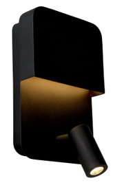 Zwarte wand- en bedlamp Lucide BOXER met een modern ontwerp, zijaanzicht