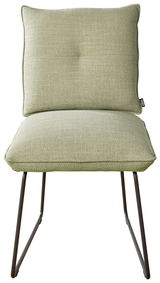 Grüner Stuhl mit gepolstertem Sitz und Rückenlehne, Vorderansicht